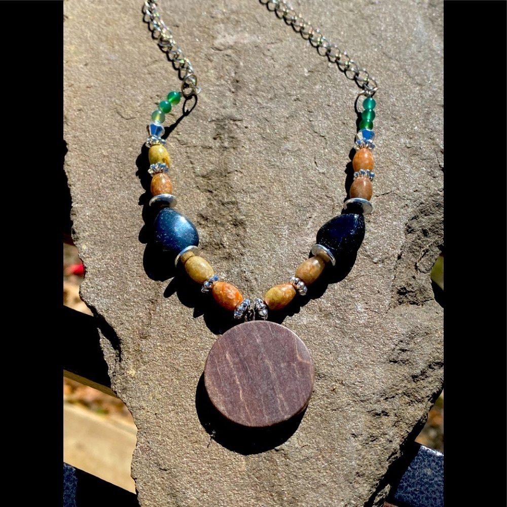 Bead and wood necklace